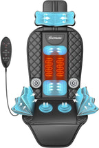 Back Massager with Heat and Traction, Foldable Massage Seat Pad with Vibration, Adjustable Neck and Waist Support, PU Leather Massage Cushion for Home, Office, Sofa, Bed and Gift Use