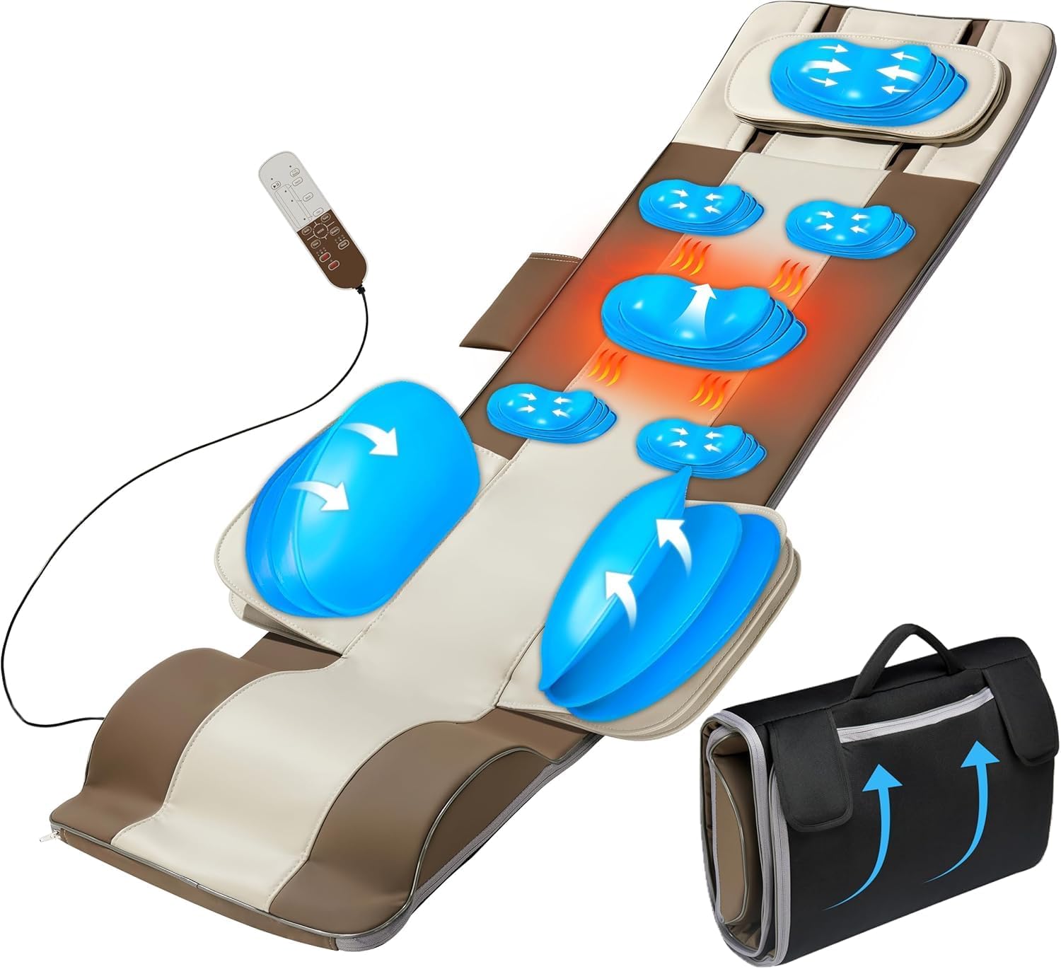 Comrelax 3D Full Body Stretch & Lumbar Traction Massage Mat with Heat, 4 Modes, Foldable