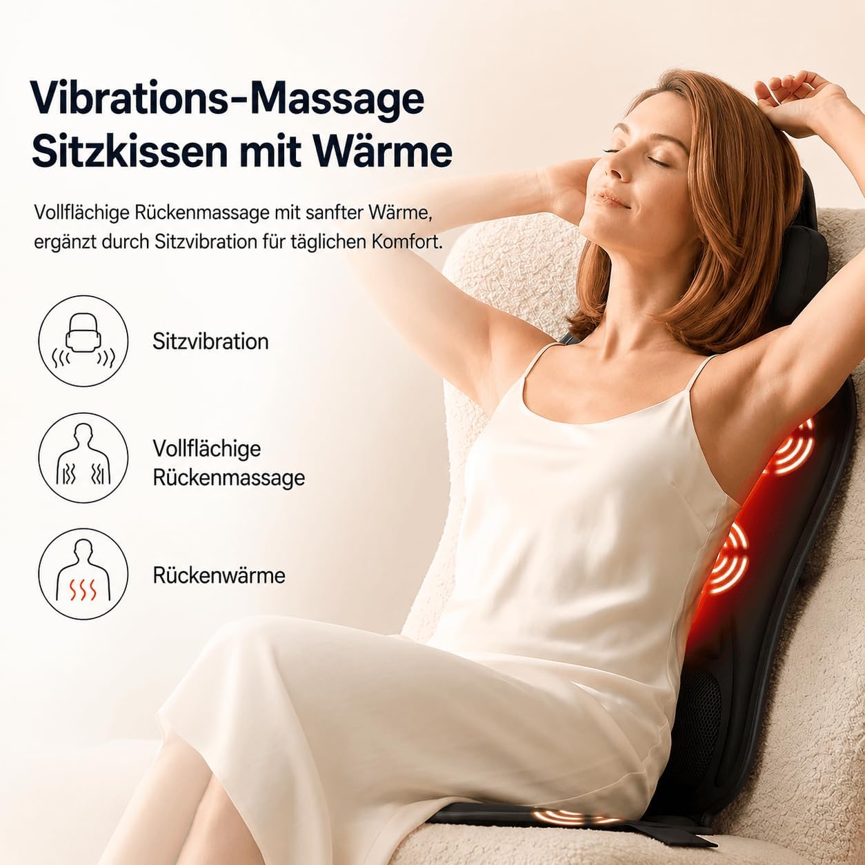 Vibrating Back Massager for Chair with Heat & Cooling, Chair Massager Pad with Adjustable Neck Support, Vibration Massage Seat Cushion for Office Chair Recliner, Home Relaxation