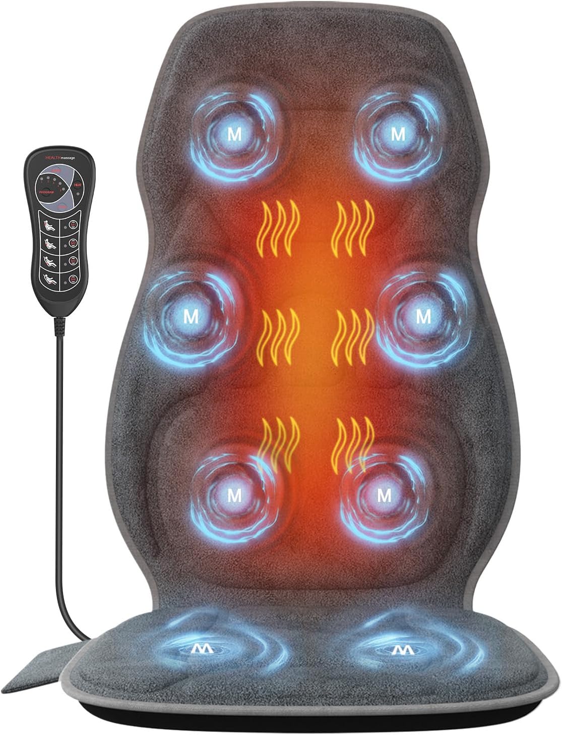 Comrelax Full Body Massage Seat Cushion with Heat, 8 Vibration Motors & 2 Heating Levels