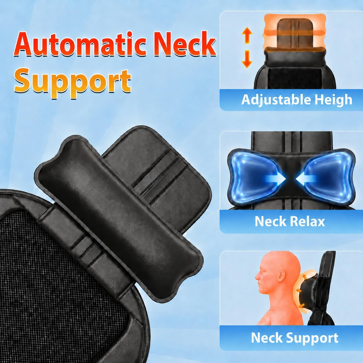 Shiatsu Massage Cushion with Heat, Moving Kneading Neck and Back Massager with Wraparound Neck Support, Seat Side Support and Vibration for Recliner, Sofa and Home Office