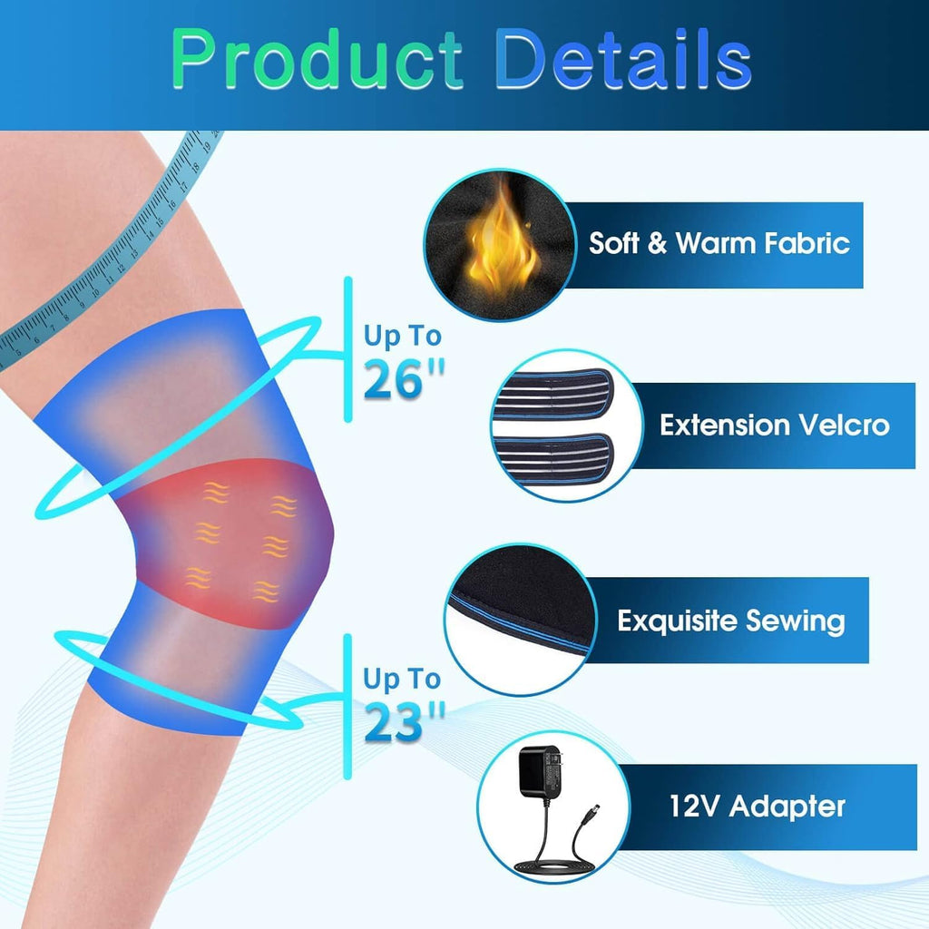 Knee Massager with Heat & Vibration, Heating Pad for Knee Pain Relief, Heating Pad for Leg Pain, Leg Massager, 3 Vibration Modes 3 Heat Levels, AC Adapter Heating Faster (No Battery)