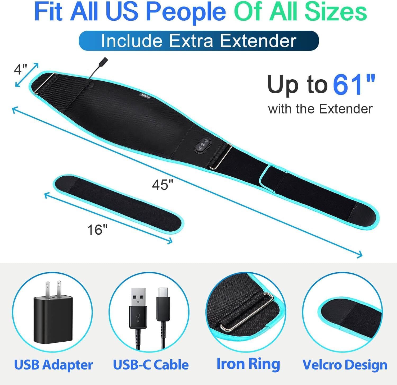 Heating Pad with Massager for Back, Lower Back Massager FSA Eligible HSA Rechargeable Wireless Electric, Birthday Gifts for Women Men Mom Dad Seniors 3 Heat Auto-Off