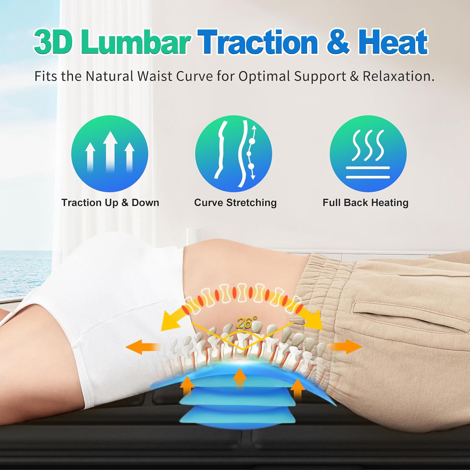 Full Body Massage Mat with Heat, Vibration Massage Mattress Pad with Lumbar Support Cushion, Foldable Massage Mat for Bed, Sofa & Floor, Relaxation & Comfort