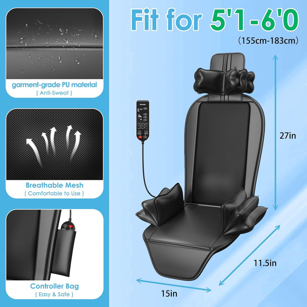 Shiatsu Massage Cushion with Heat, Moving Kneading Neck and Back Massager with Wraparound Neck Support, Seat Side Support and Vibration for Recliner, Sofa and Home Office