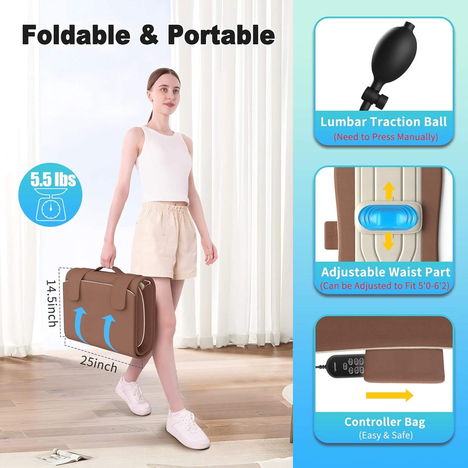 Full Body Vibration Massage Mat with Heat, Adjustable Lumbar Support, Massage Pad for Bed, Sofa & Recliner, Full Body Massage Pad for Home Relaxation and Everyday Comfort, Gift for Father & Mom