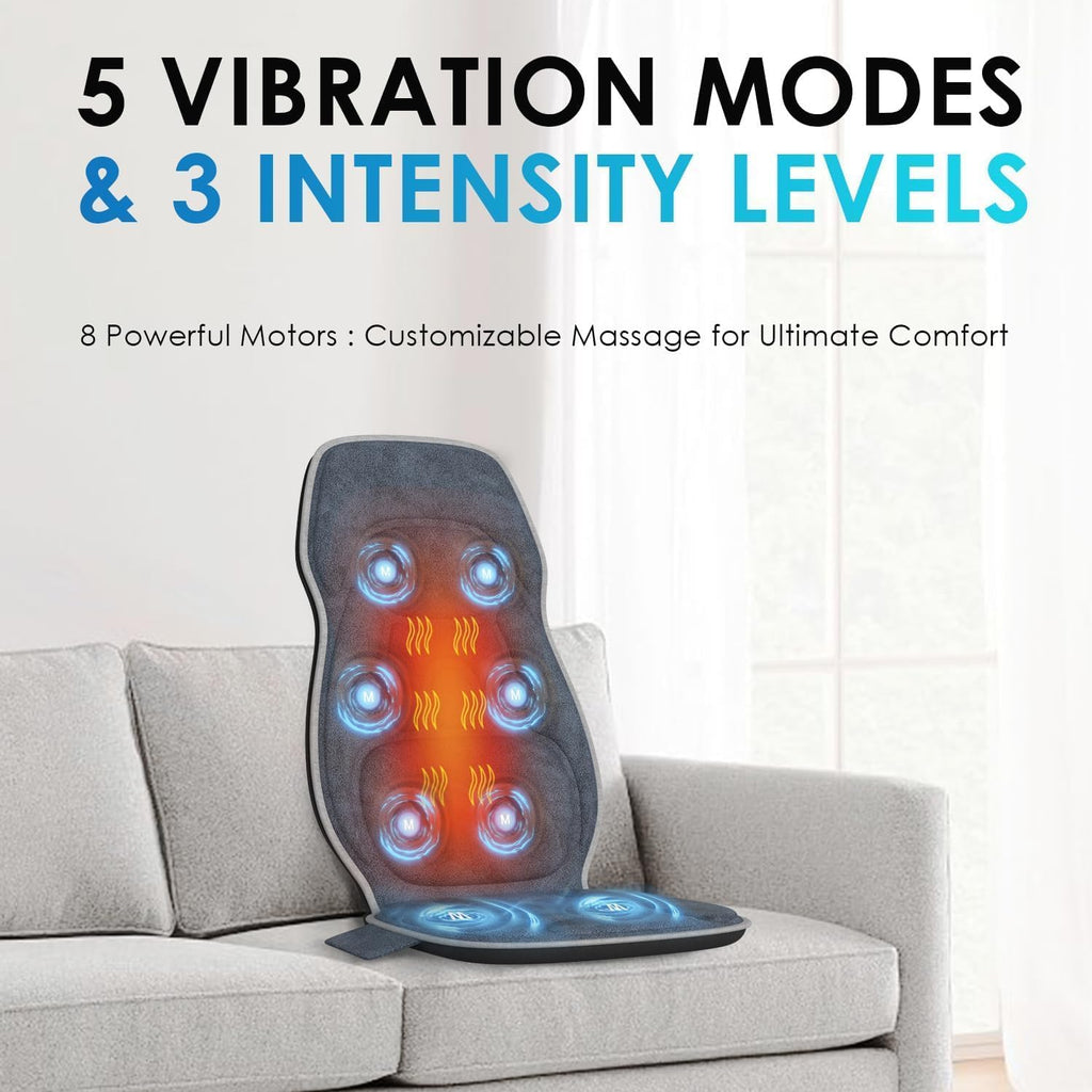 Comrelax Full Body Massage Seat Cushion with Heat, 8 Vibration Motors & 2 Heating Levels
