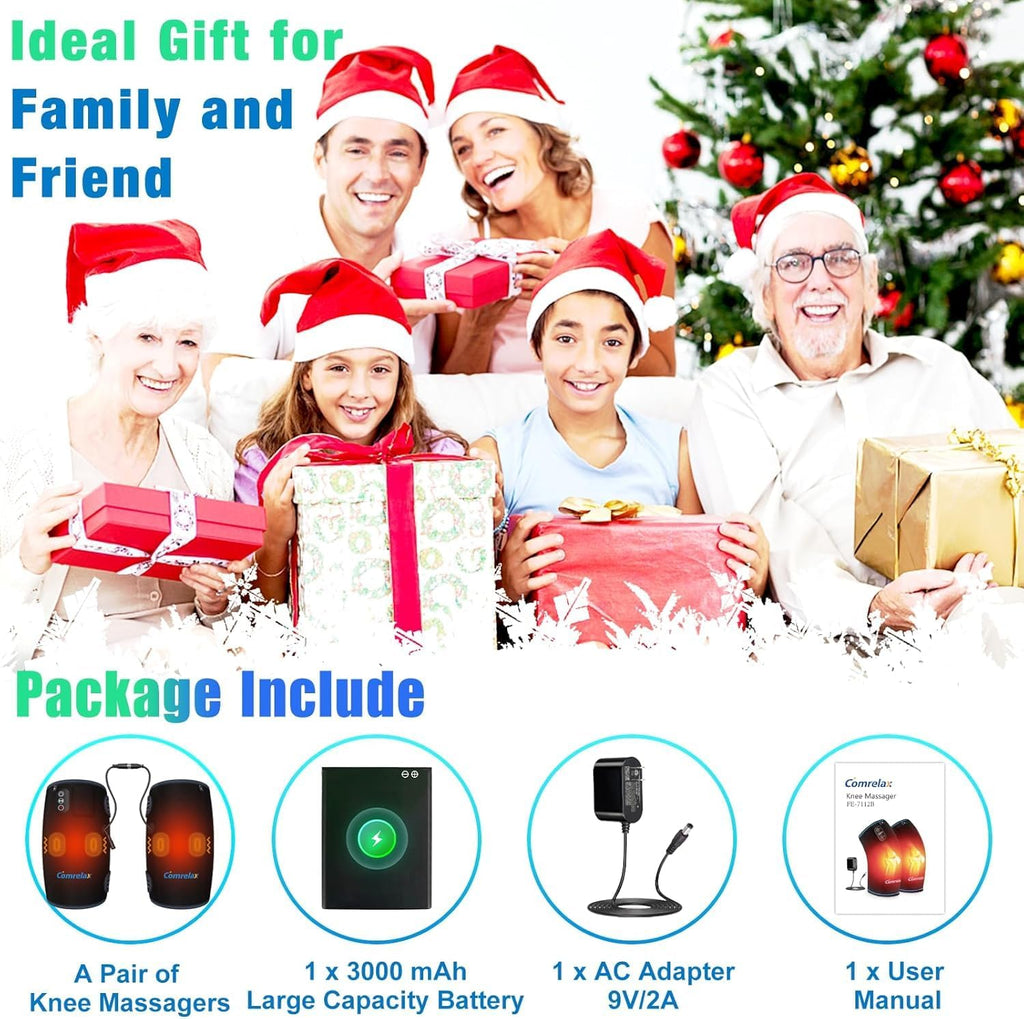 Cordless Knee Massager with Heat & Vibration, Knee Heating Pad for Pain Relief Deep Tissue,Rechargeable Knee Brace for Women Men, Knee Wrap Warmer for Men Women Elders, Leg Massager with Battery