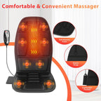 Back Massager with Heat, Vibration Massage Chair Pad with 8 Motors & 2 Heat Levels for Back & Thighs, Back Massage Pad for Office & Home Chairs, Matte Black