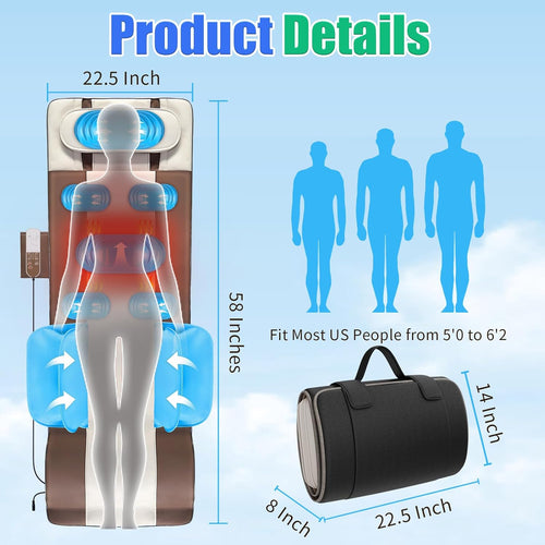 Comrelax 3D Full Body Stretch & Lumbar Traction Massage Mat with Heat, 4 Modes, Foldable