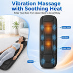 Full Body Massage Mat with Heat, Vibration Massage Mattress Pad with Lumbar Support Cushion, Foldable Massage Mat for Bed, Sofa & Floor, Relaxation & Comfort