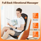 Massage Seat Cushion with Heat and Cooling Fan, Vibration Back Massager for Chair with 6 Motors, Chair Massager Pad for Office Chair, Sofa and Recliner, Jet-Black