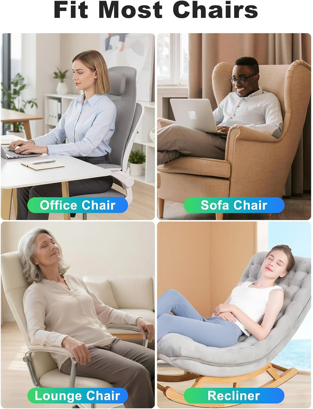 Vibration Massage Seat Cushion with Heat, Full Back & Neck Massager for Chair, 8 Motors Massage Pad with Adjustable Lumbar Support, Heated Chair Cushion for Office Home Recliner