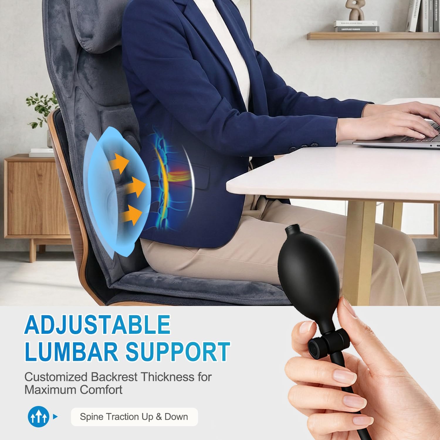 Comrelax Full Body Massage Pad with Heat, 8 Vibration Motors & 3D Lumbar Support