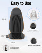 SLOTHMORE Massage Chair Pad, Back Massager for Chair, Massage Seat Cushion with 8 Vibration Motors, 2 Heat Levels for Neck/Back, Home & Office Use, Father Day Gifts