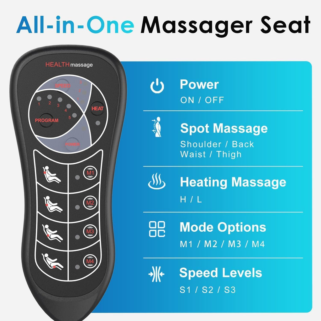 Comrelax Full Body Massage Seat Cushion with Heat, 8 Vibration Motors & 2 Heating Levels