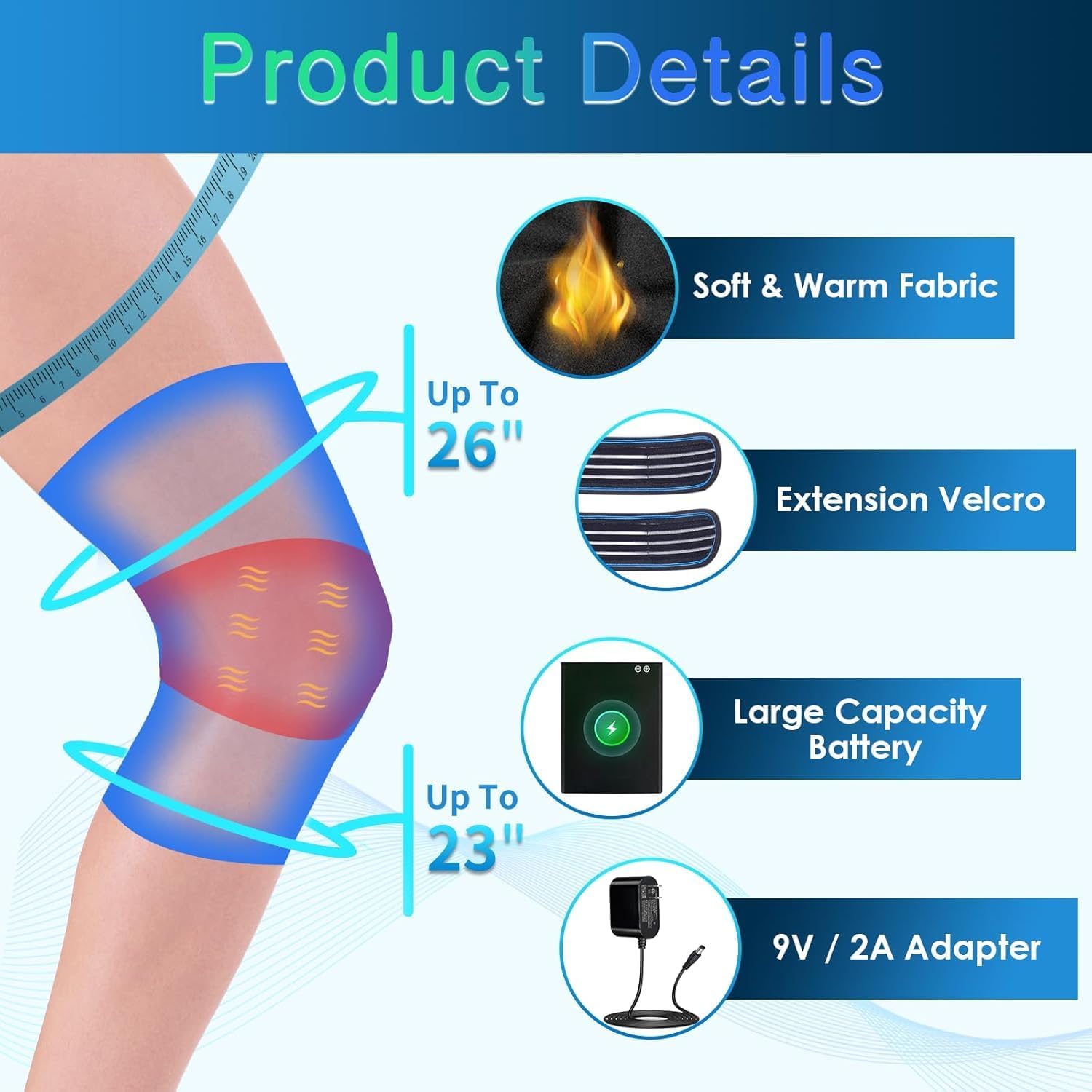 Cordless Knee Massager with Heat & Vibration, Knee Heating Pad for Pain Relief Deep Tissue,Rechargeable Knee Brace for Women Men, Knee Wrap Warmer for Men Women Elders, Leg Massager with Battery