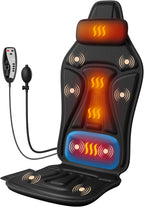 Vibration Massage Seat Cushion with Heat, Full Back & Neck Massager for Chair, 8 Motors Massage Pad with Adjustable Lumbar Support, Heated Chair Cushion for Office Home Recliner