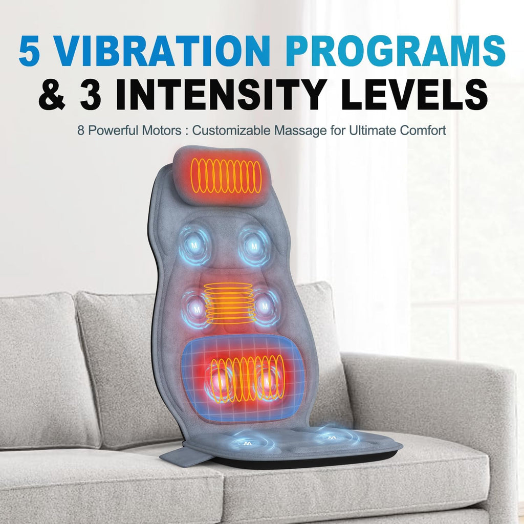 Comrelax Full Body Massage Pad with Heat, 8 Vibration Motors & 3D Lumbar Support