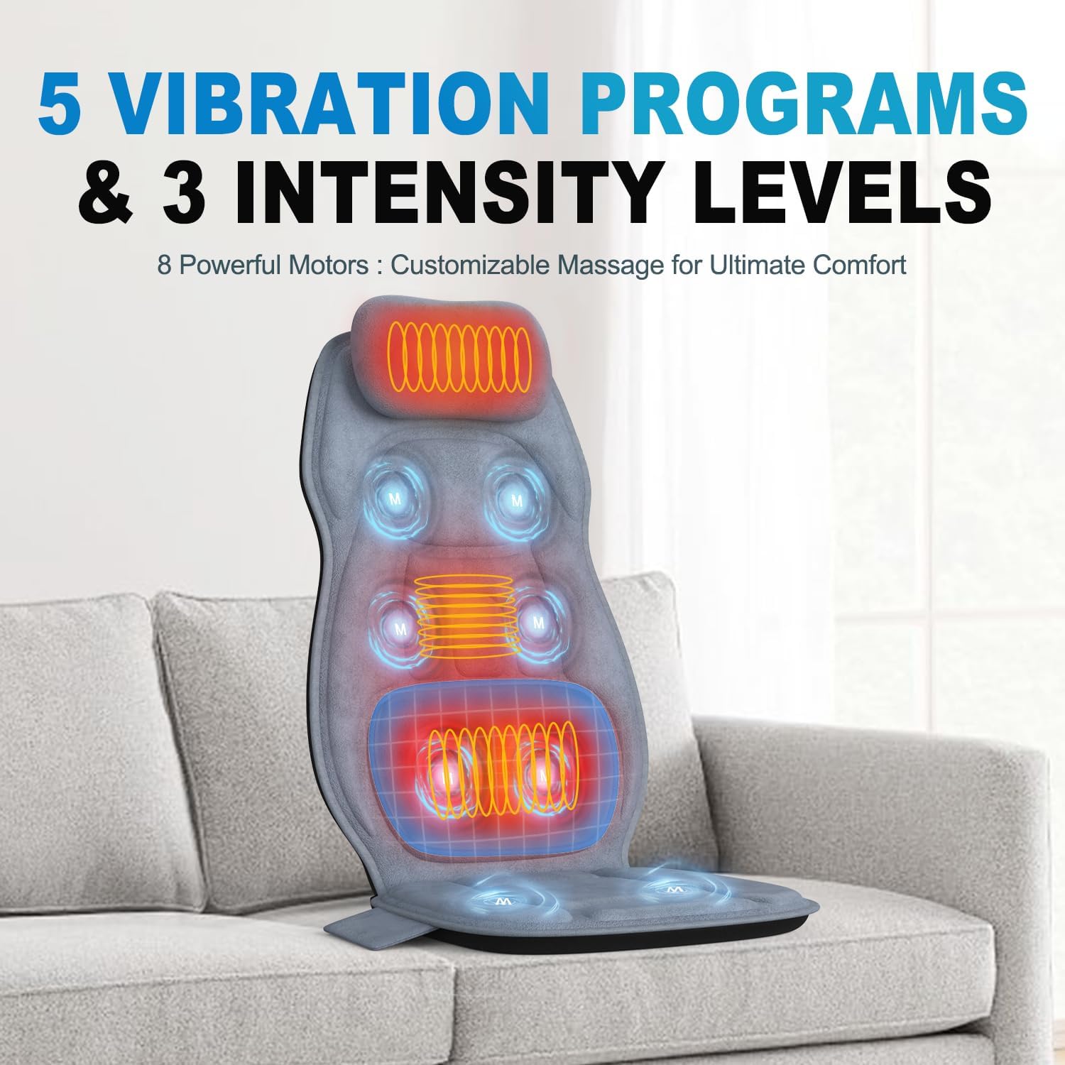 Comrelax Full Body Massage Pad with Heat, 8 Vibration Motors & 3D Lumbar Support