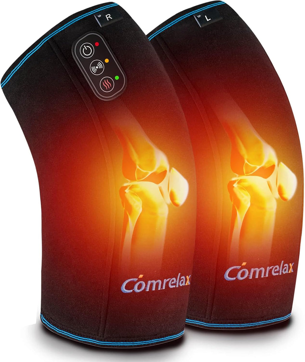 Knee Massager with Heat & Vibration, Heating Pad for Knee Pain Relief, Heating Pad for Leg Pain, Leg Massager, 3 Vibration Modes 3 Heat Levels, AC Adapter Heating Faster (No Battery)