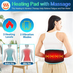 Heating Pad with Massager for Back, Lower Back Massager FSA Eligible HSA Rechargeable Wireless Electric, Birthday Gifts for Women Men Mom Dad Seniors 3 Heat Auto-Off