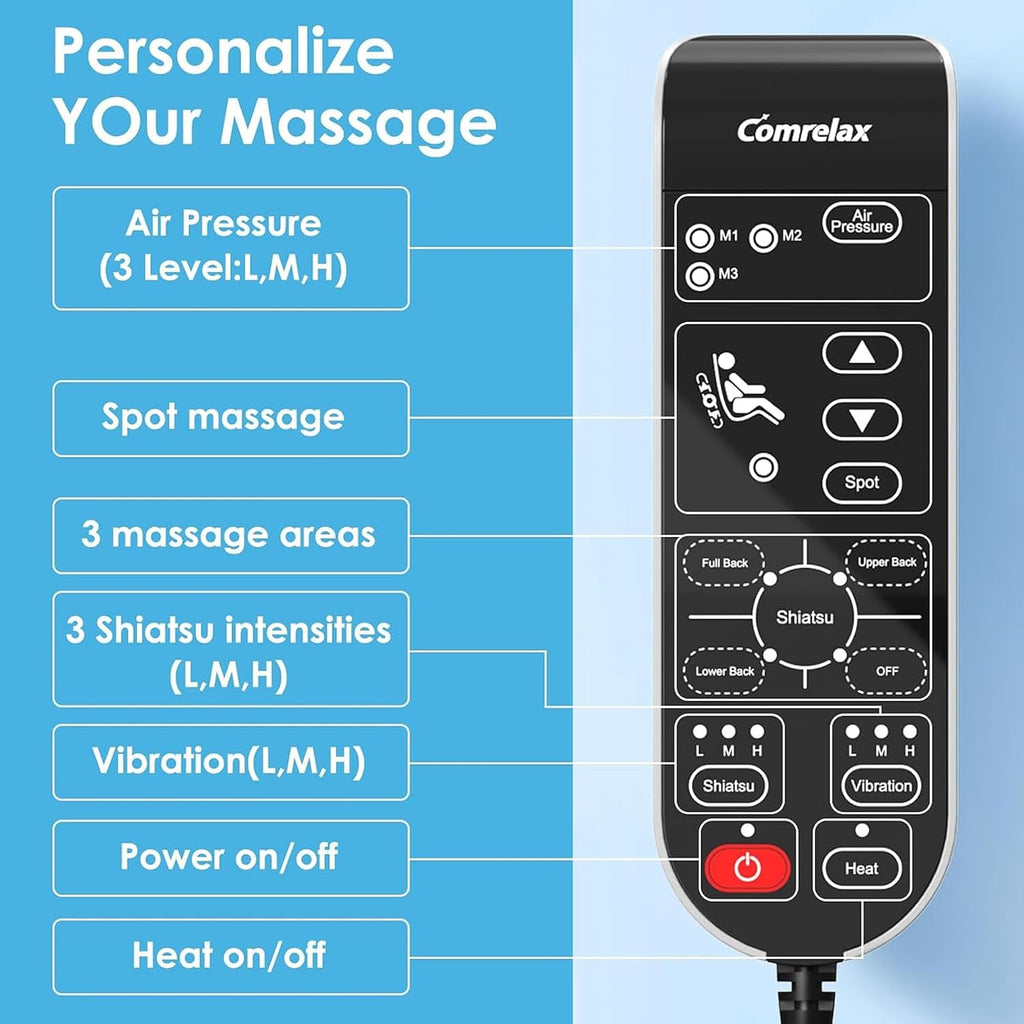 Shiatsu Massage Cushion with Heat, Moving Kneading Neck and Back Massager with Wraparound Neck Support, Seat Side Support and Vibration for Recliner, Sofa and Home Office