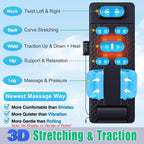 Full Body Massage Mat with Heat, 3D Stretching Back Massager Pad for Bed Sofa Floor, Lumbar & Neck Support, 4 Modes 3 Intensities 3 Heat Levels, Portable & Foldable, PU Leather, Gift for Dad/Mom