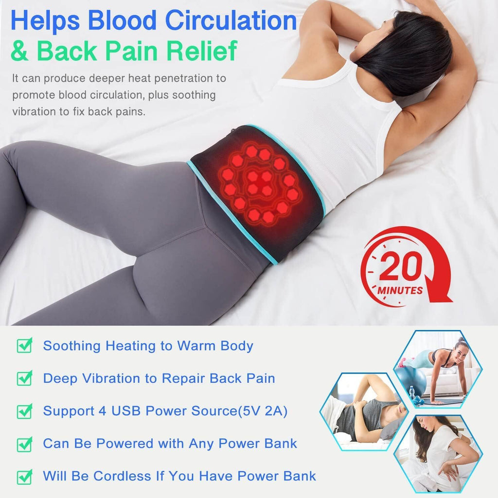 Heating Pad with Massager for Back, Lower Back Massager FSA Eligible HSA Rechargeable Wireless Electric, Birthday Gifts for Women Men Mom Dad Seniors 3 Heat Auto-Off