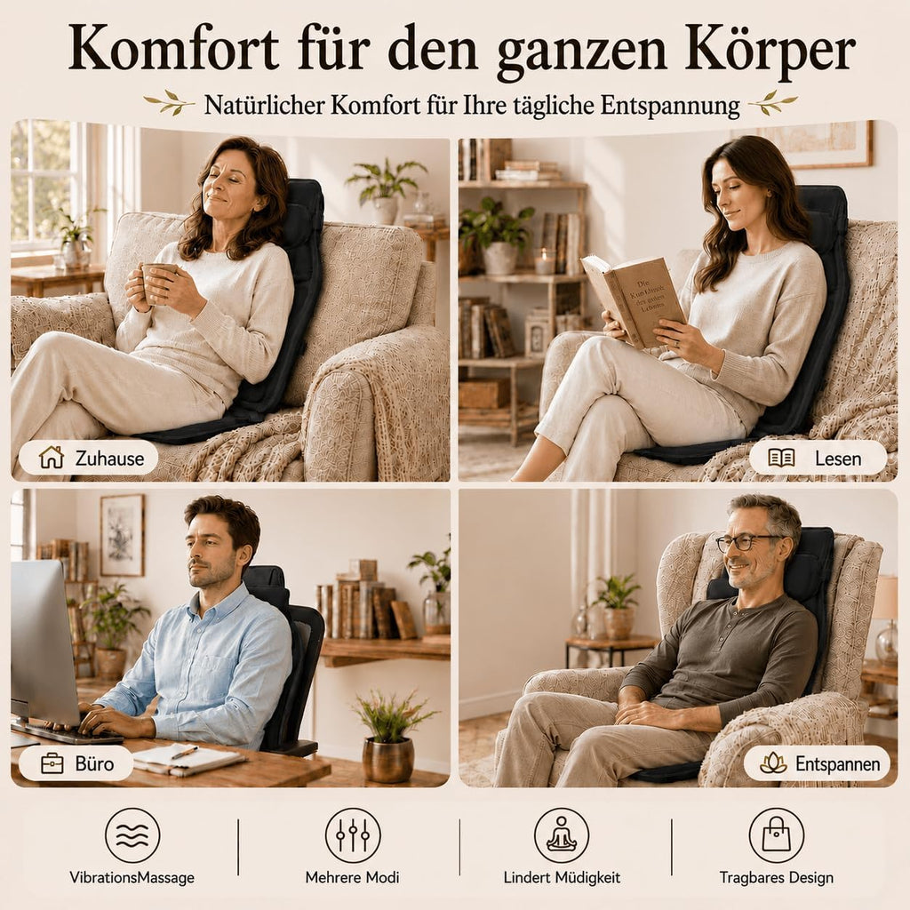 Vibrating Back Massager for Chair with Heat & Cooling, Chair Massager Pad with Adjustable Neck Support, Vibration Massage Seat Cushion for Office Chair Recliner, Home Relaxation