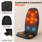 Massage Seat Cushion with Heat and Cooling Fan, Vibration Back Massager for Chair with 6 Motors, Chair Massager Pad for Office Chair, Sofa and Recliner, Jet-Black