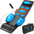 Full Body Massage Mat with Heat, 3D Stretching Back Massager Pad for Bed Sofa Floor, Lumbar & Neck Support, 4 Modes 3 Intensities 3 Heat Levels, Portable & Foldable, PU Leather, Gift for Dad/Mom