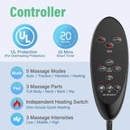 Back Massager with Heat and Traction, Foldable Massage Seat Pad with Vibration, Adjustable Neck and Waist Support, PU Leather Massage Cushion for Home, Office, Sofa, Bed and Gift Use
