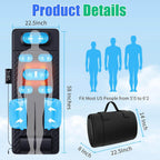 Full Body Massage Mat with Heat, 3D Stretching Back Massager Pad for Bed Sofa Floor, Lumbar & Neck Support, 4 Modes 3 Intensities 3 Heat Levels, Portable & Foldable, PU Leather, Gift for Dad/Mom