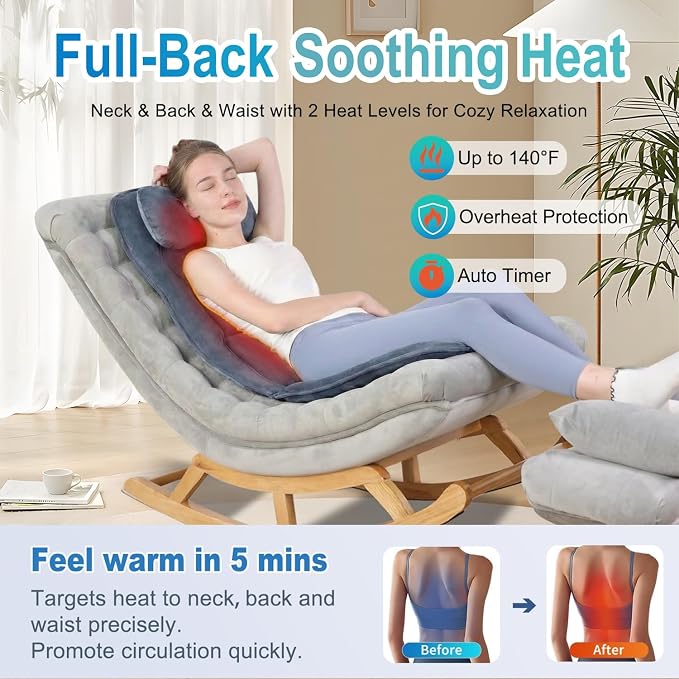 Comrelax Full Body Massage Pad with Heat, 8 Vibration Motors & 3D Lumbar Support