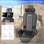 Back Massager with Heat and Traction, Foldable Massage Seat Pad with Vibration, Adjustable Neck and Waist Support, PU Leather Massage Cushion for Home, Office, Sofa, Bed and Gift Use