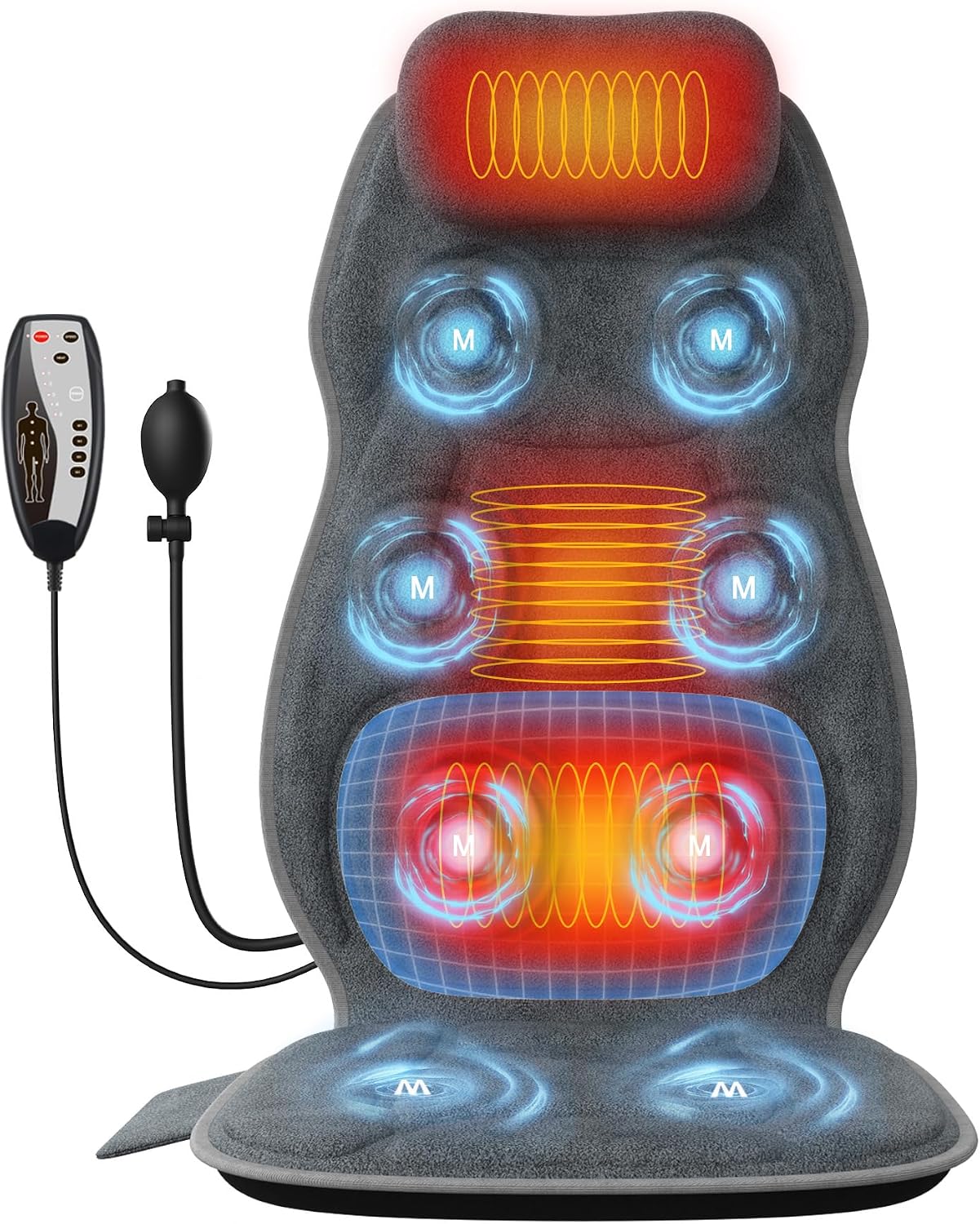 Comrelax Full Body Massage Pad with Heat, 8 Vibration Motors & 3D Lumbar Support