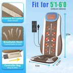 Comrelax Shiatsu Back Massager with Heat, Deep Tissue Kneading & Vibration Seat Cushion, PU Leather
