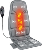 Massager Seat Cushion, Heating Back Massage Chair Pad 10 Vibrating Massage Nodes for Pain Relief Deep Tissue Portable for Home Office Chair(Grey)