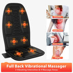 Back Massager with Heat, Vibration Massage Chair Pad with 8 Motors & 2 Heat Levels for Back & Thighs, Back Massage Pad for Office & Home Chairs, Matte Black